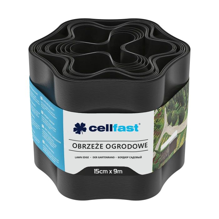 Стрічка газонна Cellfast, бордюрна, хвиляста, 15см x 9м, чорна