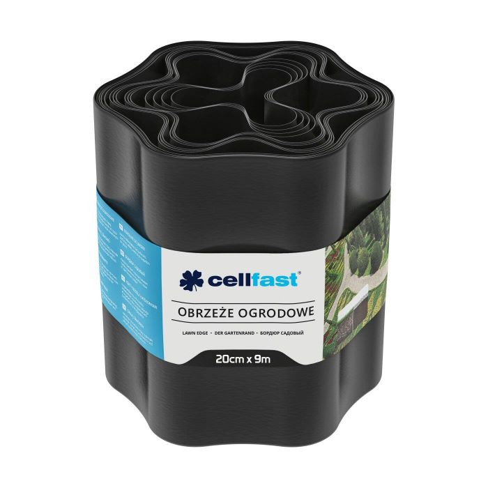 Стрічка газонна Cellfast, бордюрна, хвиляста, 20см x 9м, чорна