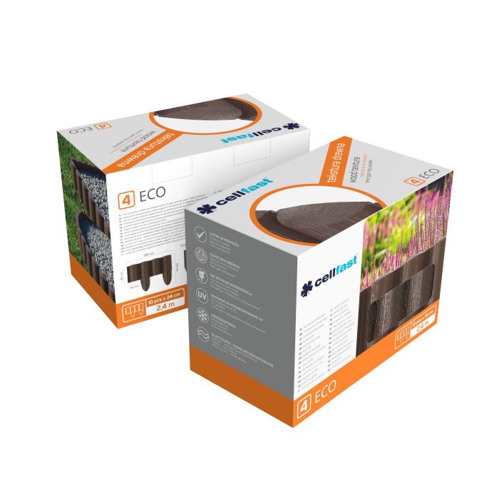 Газонна огорожа Cellfast ECO, 4 елементи, 2.4м, коричневий
