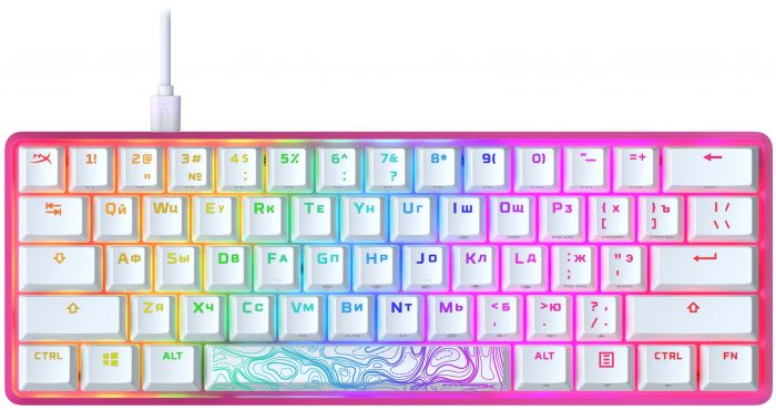 Клавіатура механічна HyperX Alloy Origins 60 61key, Red, USB-A, EN/RU, RGB, рожевий