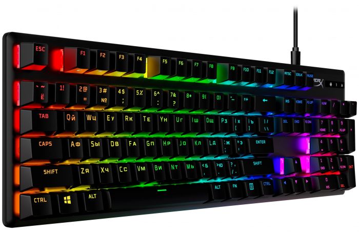 Клавіатура HyperX Alloy Origins Aqua USB RGB PBT ENG/RU, Black