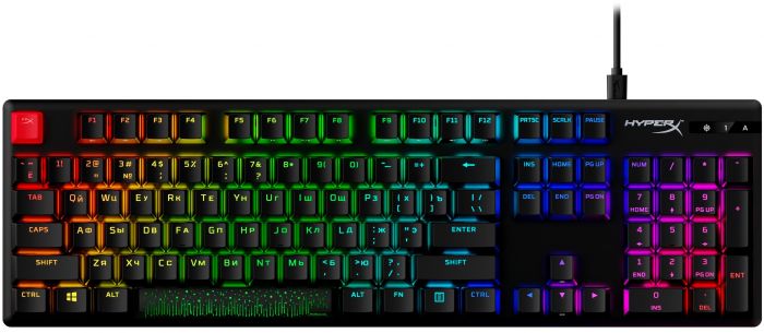 Клавіатура HyperX Alloy Origins Aqua USB RGB PBT ENG/RU, Black