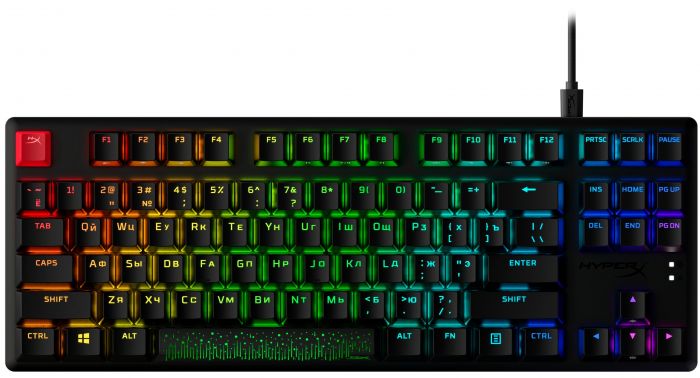 Клавіатура механічна HyperX Alloy Origins Core PBT 87key, Red, USB-A, EN/UK, RGB, чорний