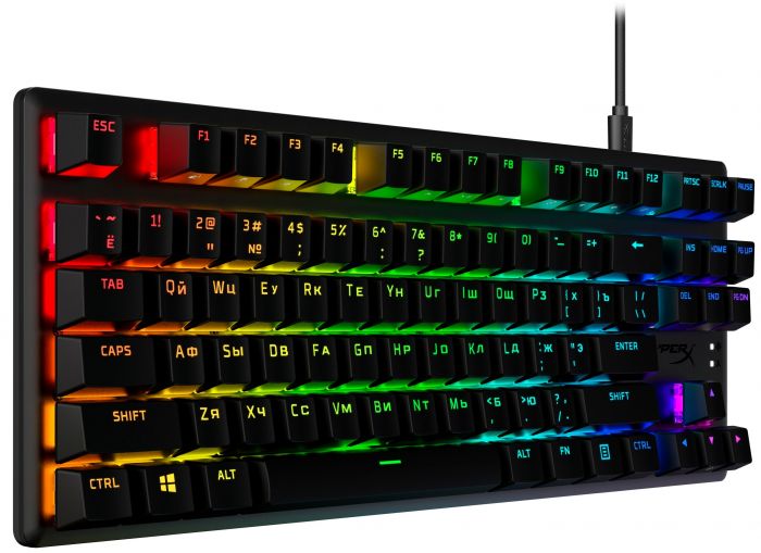 Клавіатура механічна HyperX Alloy Origins Core PBT 87key, Red, USB-A, EN/UK, RGB, чорний