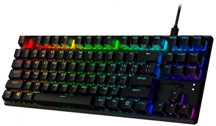 Клавіатура механічна HyperX Alloy Origins Core PBT 87key, Red, USB-A, EN/UK, RGB, чорний