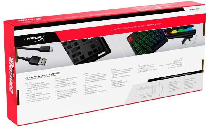 Клавіатура механічна HyperX Alloy Origins Core PBT 87key, Red, USB-A, EN/UK, RGB, чорний