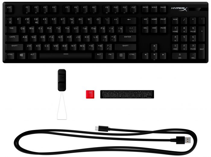 Клавіатура HyperX Alloy Origins Red USB RGB PBT ENG/RU, Black