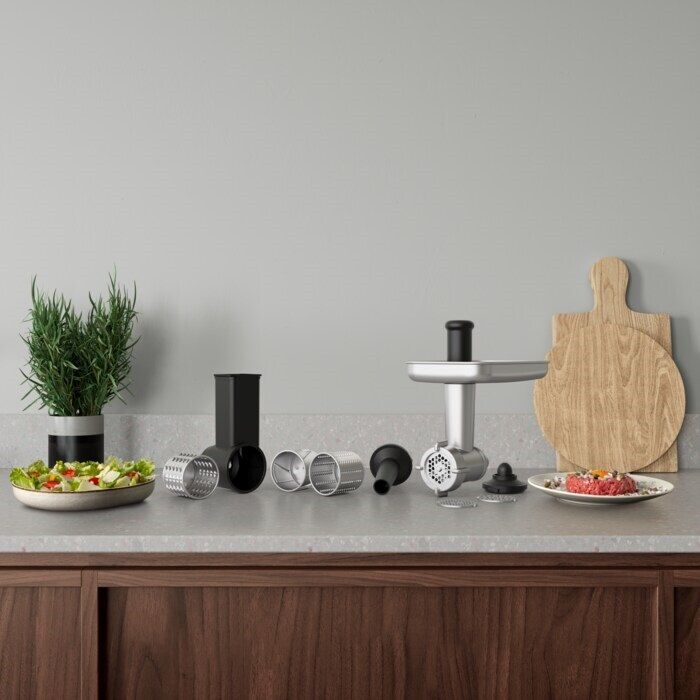 Кухонна машина Electrolux, 1200Вт, чаша-метал, корпус-метал, насадок-8, чорний