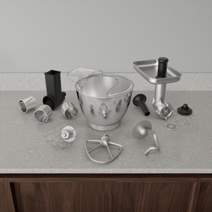 Кухонна машина Electrolux, 1200Вт, чаша-метал, корпус-метал, насадок-8, чорний