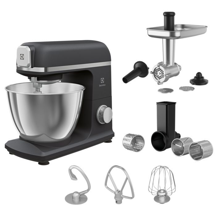Кухонна машина Electrolux, 1200Вт, чаша-метал, корпус-метал, насадок-8, чорний