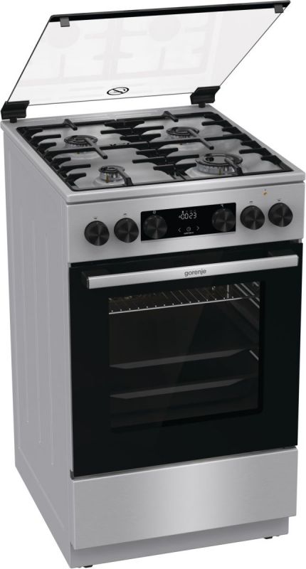 Плита Gorenje MEKS5141X комбінована, 70л, 50x60см, дисплей, чавун, нерж
