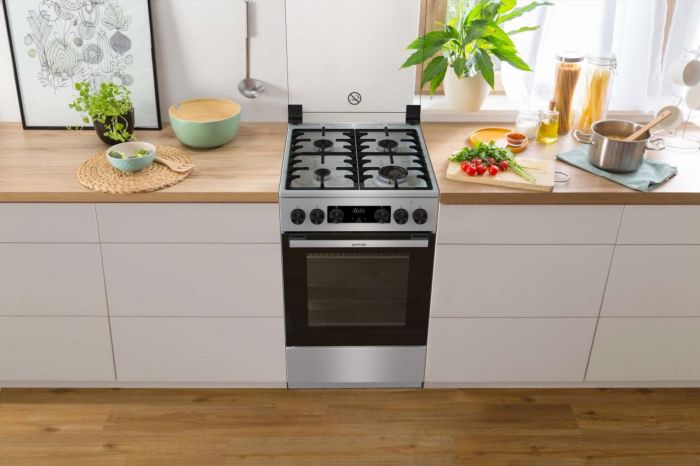 Плита Gorenje MEKS5141X комбінована, 70л, 50x60см, дисплей, чавун, нерж