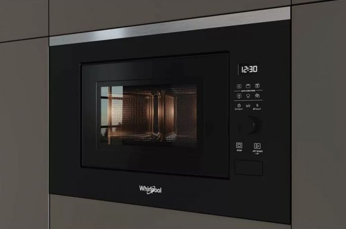 Мікрохвильова піч Whirlpool вбудовувана, 20л, електронне упр., 800Вт, дисплей, чорний