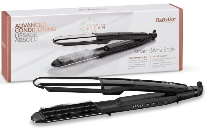 Випрямляч для волосся з функцією пари Babyliss ST496E, 67 Вт, чорний