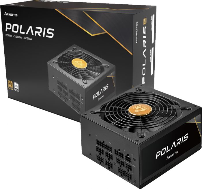 Блок живлення CHIEFTEC Polaris 3.0  (850W), >90%, 80+ Gold, 135мм FDB, 1xMB 24pin(20+4), 2xCPU 8pin(4+4), 4xMolex, 12xSATA, 2xPCIe 8pin(6+2), 1xPCIe GEN5 16pin, Fully Modular