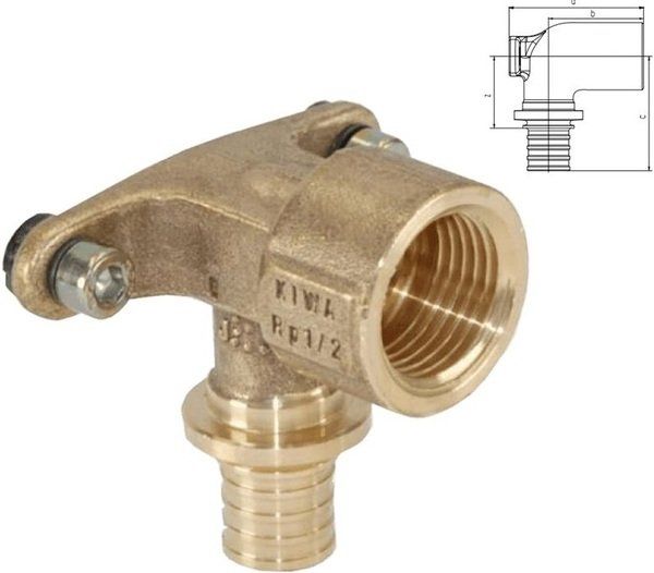 Кутник Rehau Rautitan MX, 16-1/2", настінний, довгий, внутр. різьба, бронза