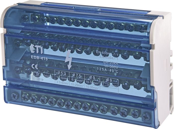 Блок розподільчий ETI EDB-415  4p, 3L+PE/N, 125A (15 виходів)