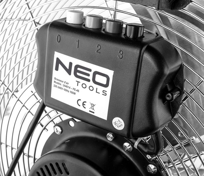 Вентилятор підлоговий Neo Tools, професійний, 100 Вт, діаметр 45 см, 3 швидкості, двигун мідь 100%