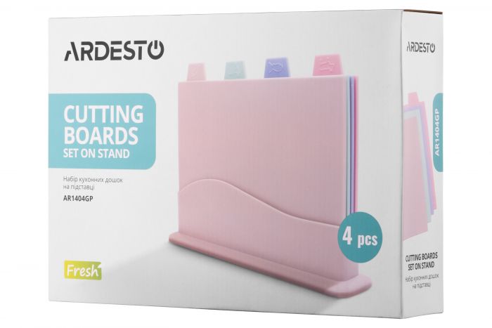 Набір кухонних дошок на підставці Ardesto Fresh 4 шт.: 33,5*23,5*7 см, пластик