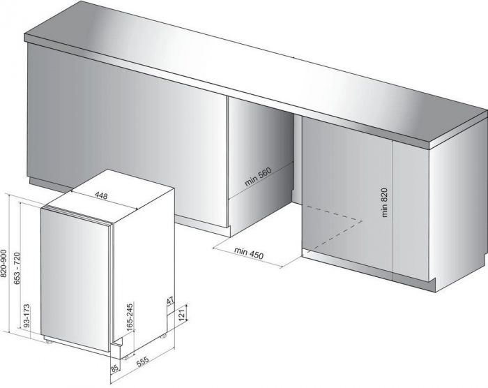 Посудомийна машина Hotpoint вбудовувана, 10компл., A++, 45см, дисплей, 3й кошик, білий