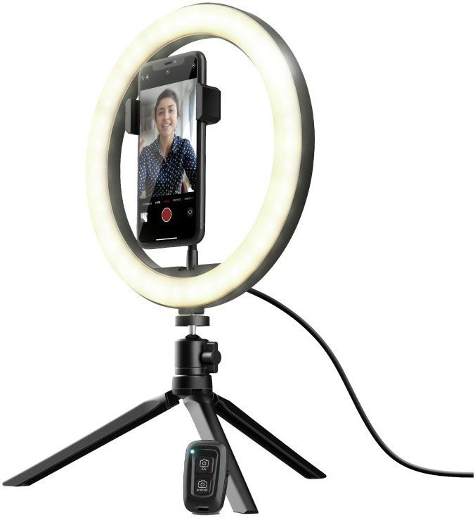 Штатив зі світлодіодним кільцем Trust MakuRing Light Vlogging kit Black