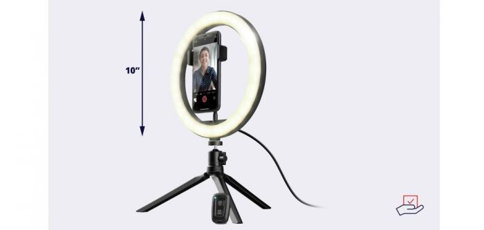 Штатив зі світлодіодним кільцем Trust MakuRing Light Vlogging kit Black
