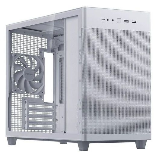 Корпус ASUS Prime AP201 Tempered Glas, без БП, 2xUSB3.2, 1xUSB Type-C, Tempered Glass side, mATX, White