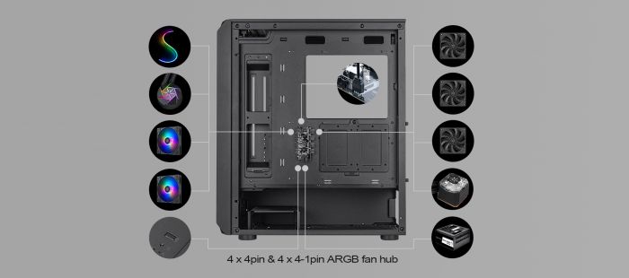 Корпус SilverStone SilverStone FARA FA511Z-BG, без БЖ, 2xUSB3.0, 3x120mm ARGB fan, TG Side Panel, ARGB light strip, ATX, Black