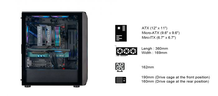 Корпус SilverStone SilverStone FARA FA511Z-BG, без БЖ, 2xUSB3.0, 3x120mm ARGB fan, TG Side Panel, ARGB light strip, ATX, Black