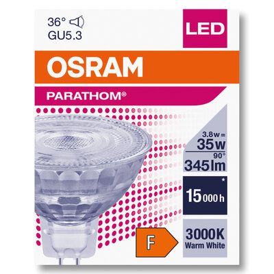 Лампа світлодіодна OSRAM LED MR16 12V 3.8W (345Lm) 12V 3000K GU5.3
