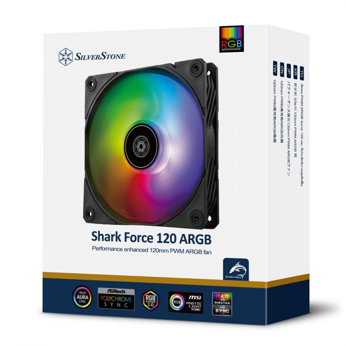 Корпусний вентилятор SilverStone Shark Force SF120B ARGB, 120mm, 2500rpm, 4pin PWM, 4-1 pin ARGB (5V LED), 41.2dBa