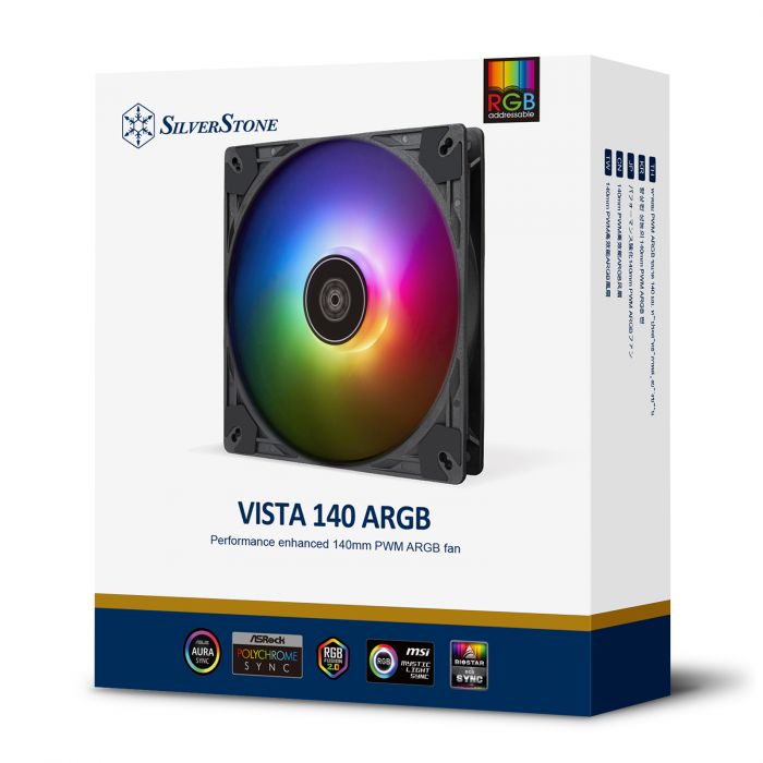 Корпусний вентилятор SilverStone Vista VS140B ARGB, 140mm, 1600rpm, 4pin PWM, 4-1 pin ARGB (5V LED), 30.8dBa