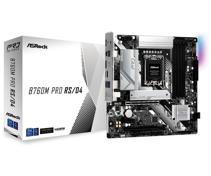 Материнська плата ASRock B760M PRO RS/D4 s1700 B760M 4xDDR4 HDMI DP mATX
