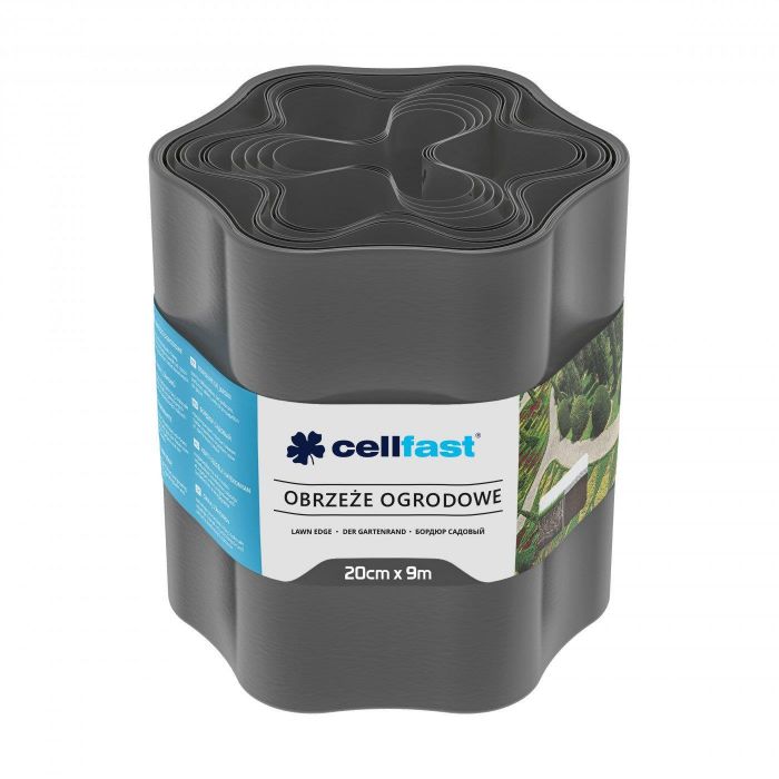 Стрічка газонна Cellfast, бордюрна, хвиляста, 20см x 9м, зграфіт