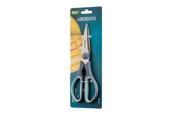 Ножиці кухонні Ardesto Fresh 21 см, сірий/блакитний, нерж. сталь, пластик