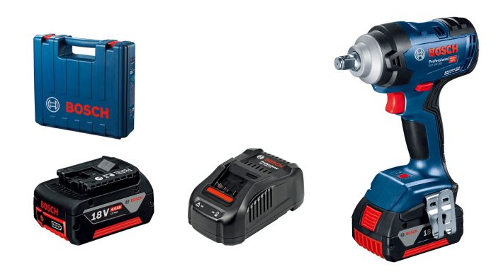 Гайкокрут Bosch Professional GDS 18V-400 акум, 2* 18 В GBA 5 Аг, 400 Нм, 0-2500 об/хв, ЗУ GAL 18V-40, кейс, зажим квадрат, 1.87 кг