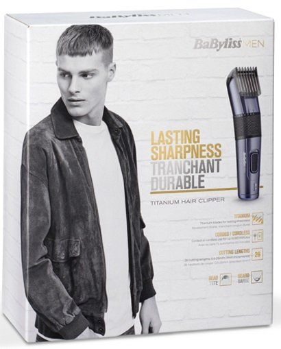 Машинка для стрижки волосся Babyliss, E976E, 2 насадки, футляр, чорний