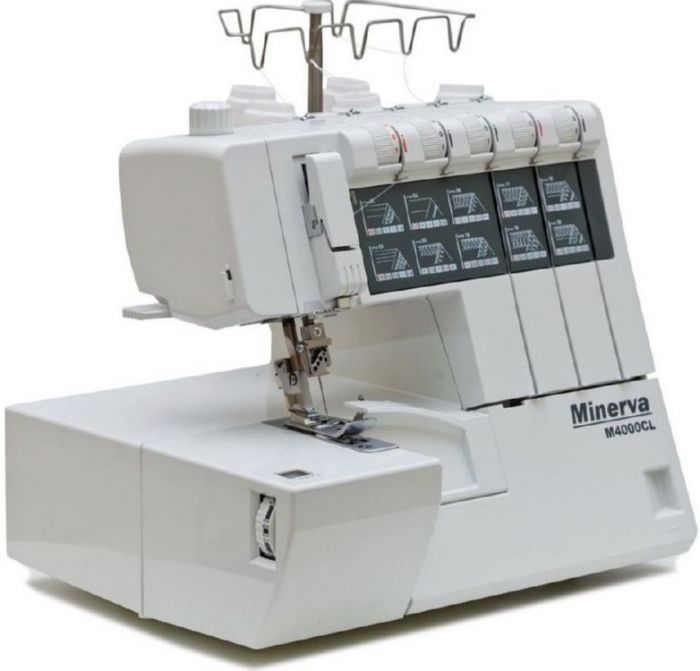 Коверлок MINERVA  M4000CL, 120Вт, 20 оп., (5, 4, 3, 2-х ниткові шви), білий