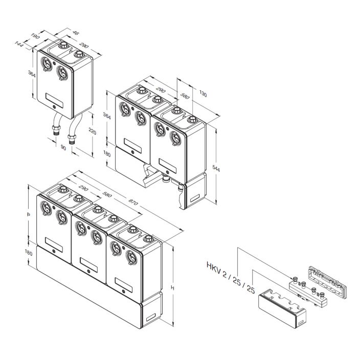 Колектор контурів опалення Bosch HKV 3/25/32, макс. 70 кВт