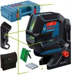 Нівелір лазерний Bosch Professional GCL 2-50 G, до 15 м, ± 0.3 мм/м, в чемодані з тримачем RM 10, затиском DK 10, чохлом, мішенню,  0.58 кг