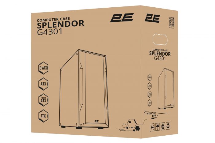 Корпус 2E GAMING SPLENDOR G4301, без БЖ, 2xUSB 3.0, 1xUSB Type-C, 4x120mm ARGB fans, controller with remote, TG Side Panel, EATX, Black
