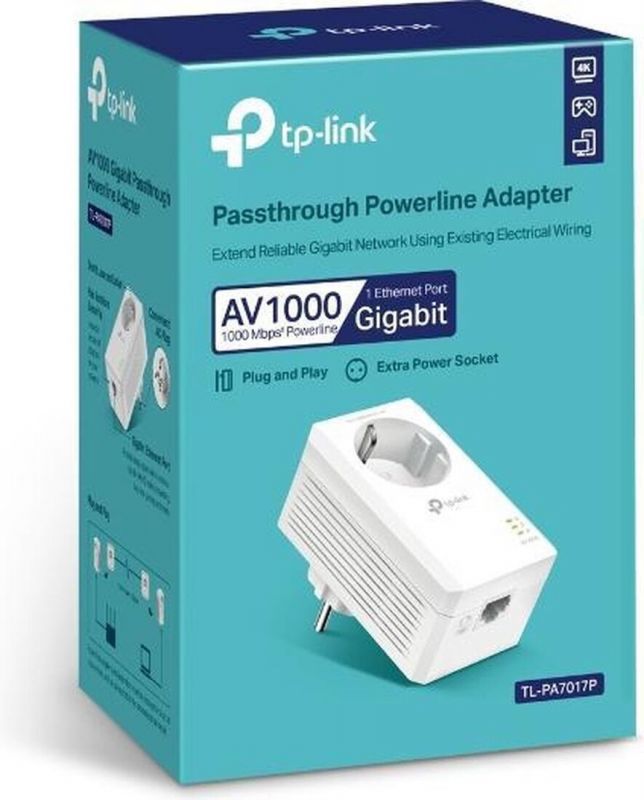 Адаптер Powerline TP-LINK TL-PA7017P AV1000 1xGE розетка