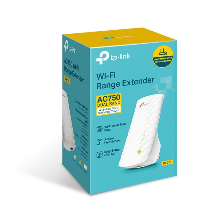 Повторювач Wi-Fi сигналу RE220 AC750 1xFE LAN