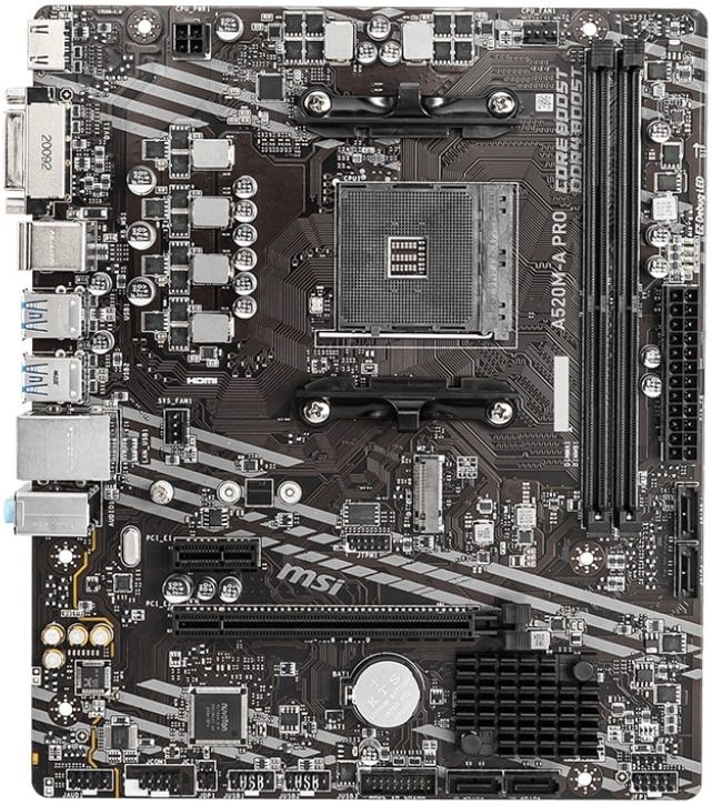 Материнcька плата MSI A520M-A PRO sAM4 A520 2xDDR4 HDMI DVI mATX