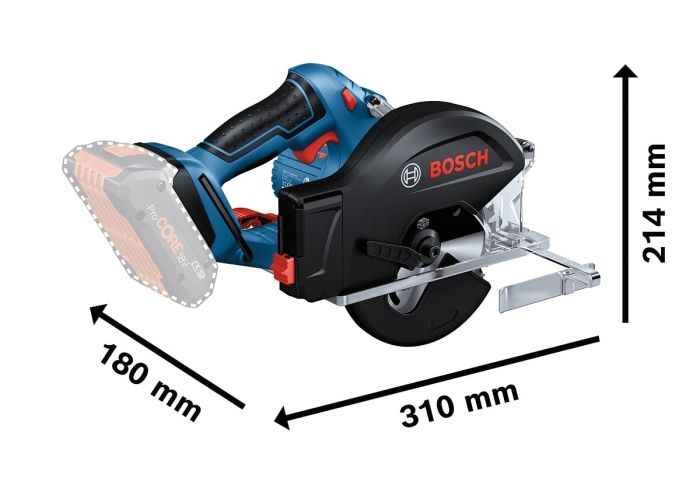 Пила дискова Bosch Professional GKM 18V-50 акумуляторна, 18 В, 136мм, 4250об·хв, 2.2кг, без АКБ та ЗП