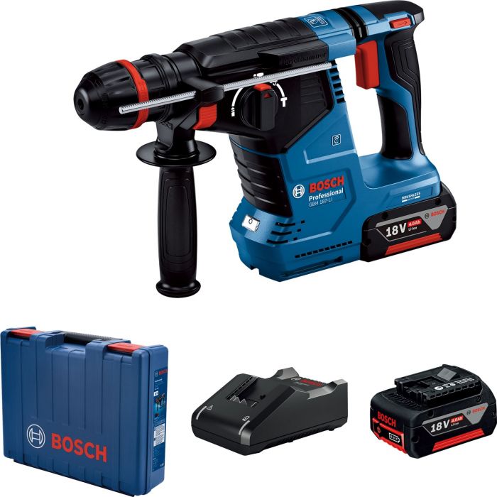 Перфоратор Bosch GBH 187-LI ONE Chuck акумуляторний, 2*18 В 5 Аг, с 2 акб GBA 18V 5.0Ah, 2.4 Дж, 980 об/хв, 2.9 кг
