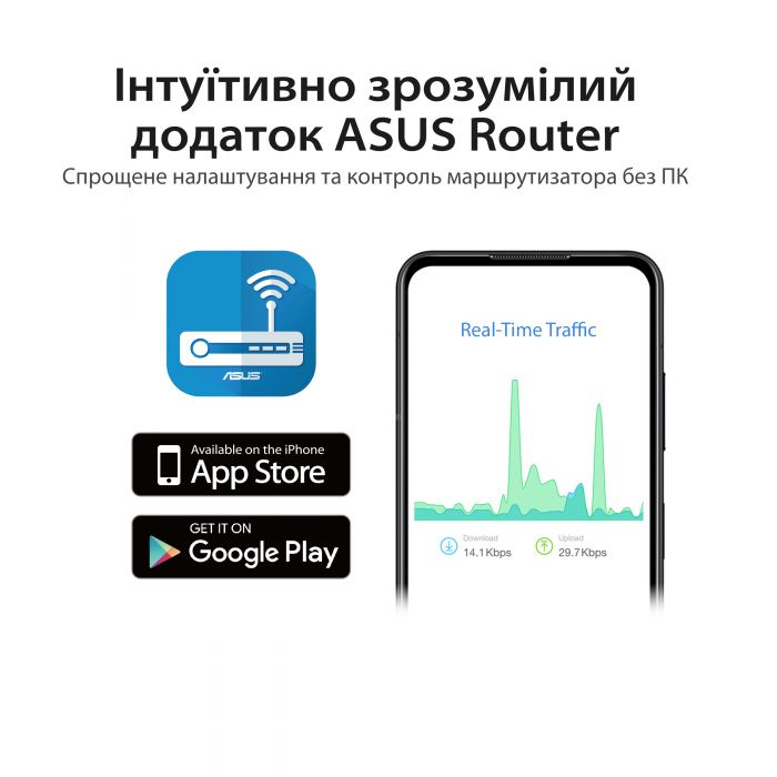 Маршрутизатор ASUS RT-AX57 AX3000 4xGE LAN 1xGE WAN WPA3 MU-MIMO OFDMA MESH