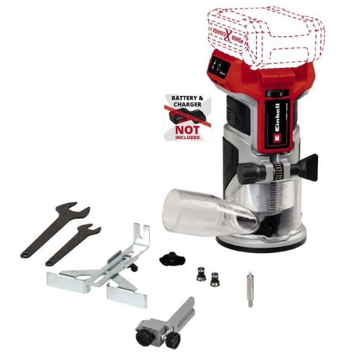 Фрезер кромковий Einhell TP-ET 18 Li BL - Solo акум., PXC, 18В, 6/8 мм, 10000-30000 об/хв, 1.34 кг (без АКБ і ЗП)