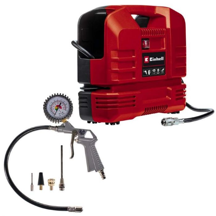 Компресор безмасляний Einhell TC-AC 190 OF Set, 1100 Вт, 190 л/хв, 8 бар, 5 кг