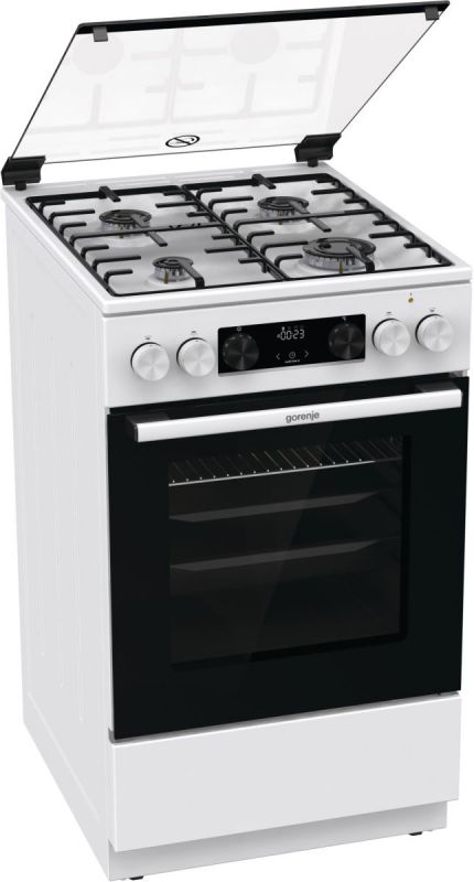 Плита Gorenje комбінована, 70л, 50x60см, дисплей, програматор IconLed, емальовані реш, білий